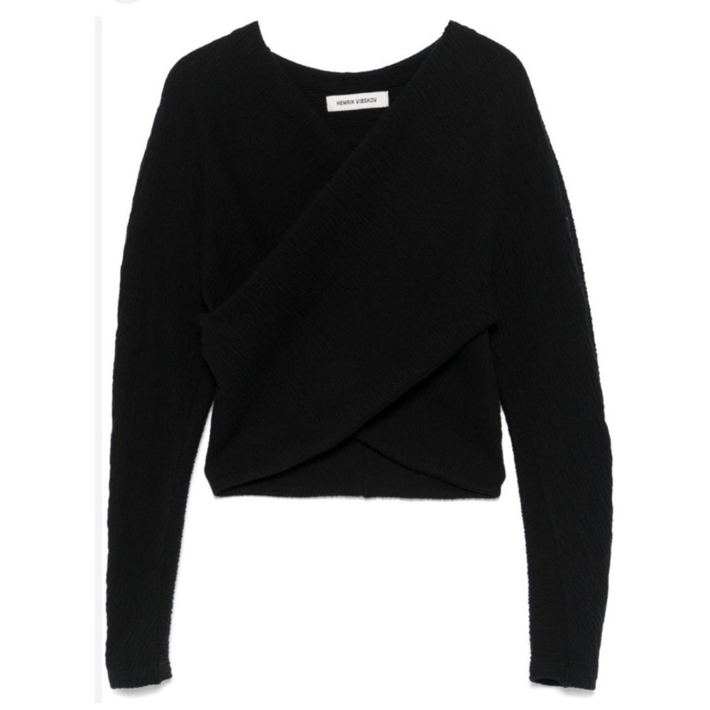Henrik Vibskov Cross Jersey Blouse Designer Top Black Textured
